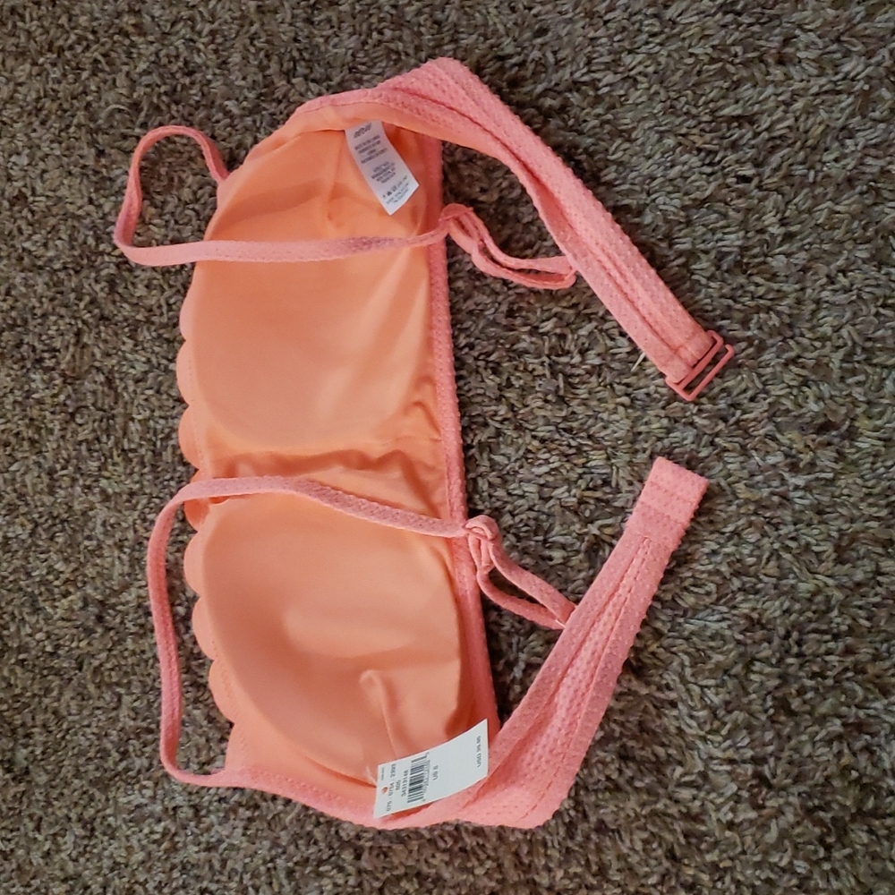 Aerie Waffle Scalloped Bandeau Bikini Top Women's Size Small - Picture 3 of 5